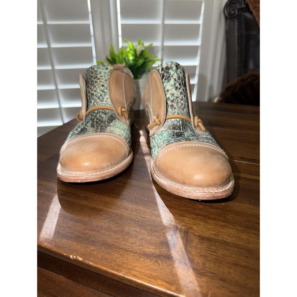 Freebird Mabel Oxfords Womens Size 7 Turquoise Multi Tan Leather Snakeskin - Picture 7 of 9